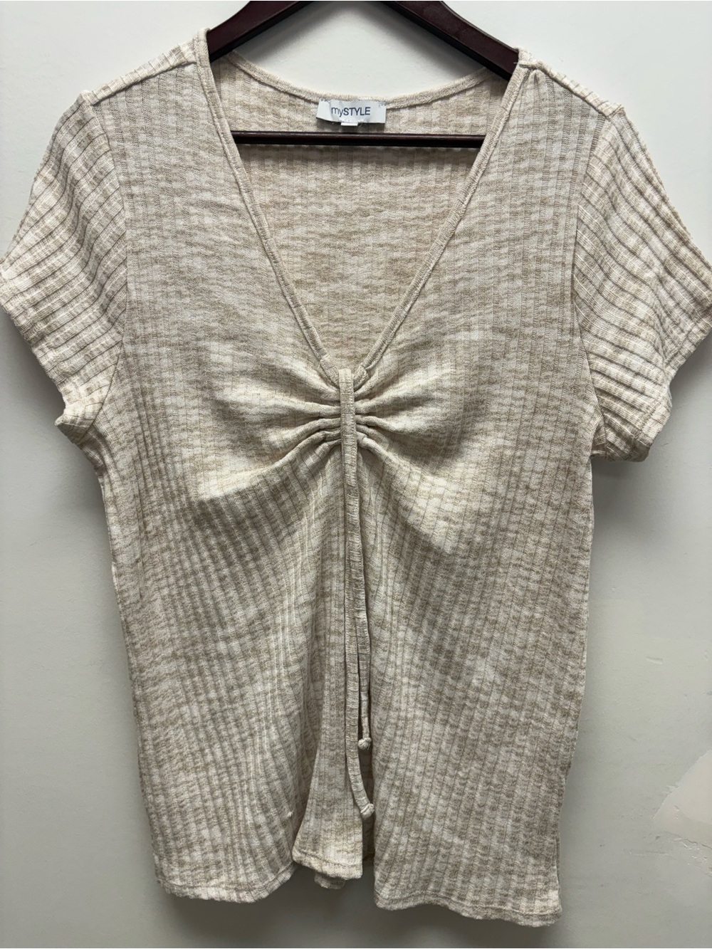 4 for $25 🤍 mySTYLE Ribbed Tie Front Top Size 1X 🤍